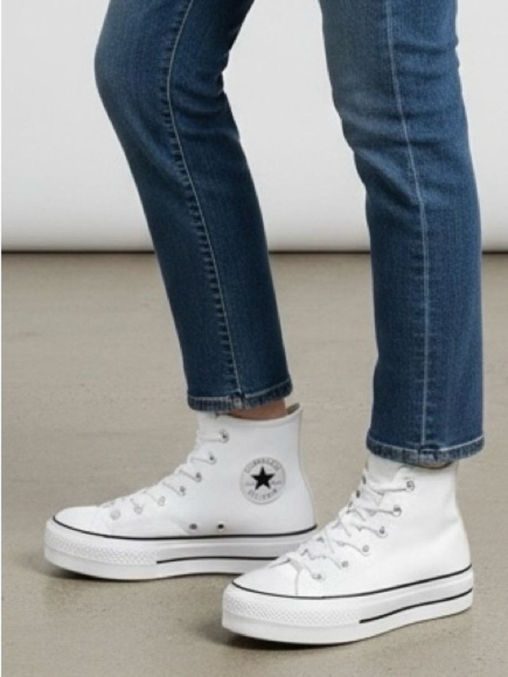 Converse Chuck Taylor All Star Lift Platform High Top Sneaker in white leather.